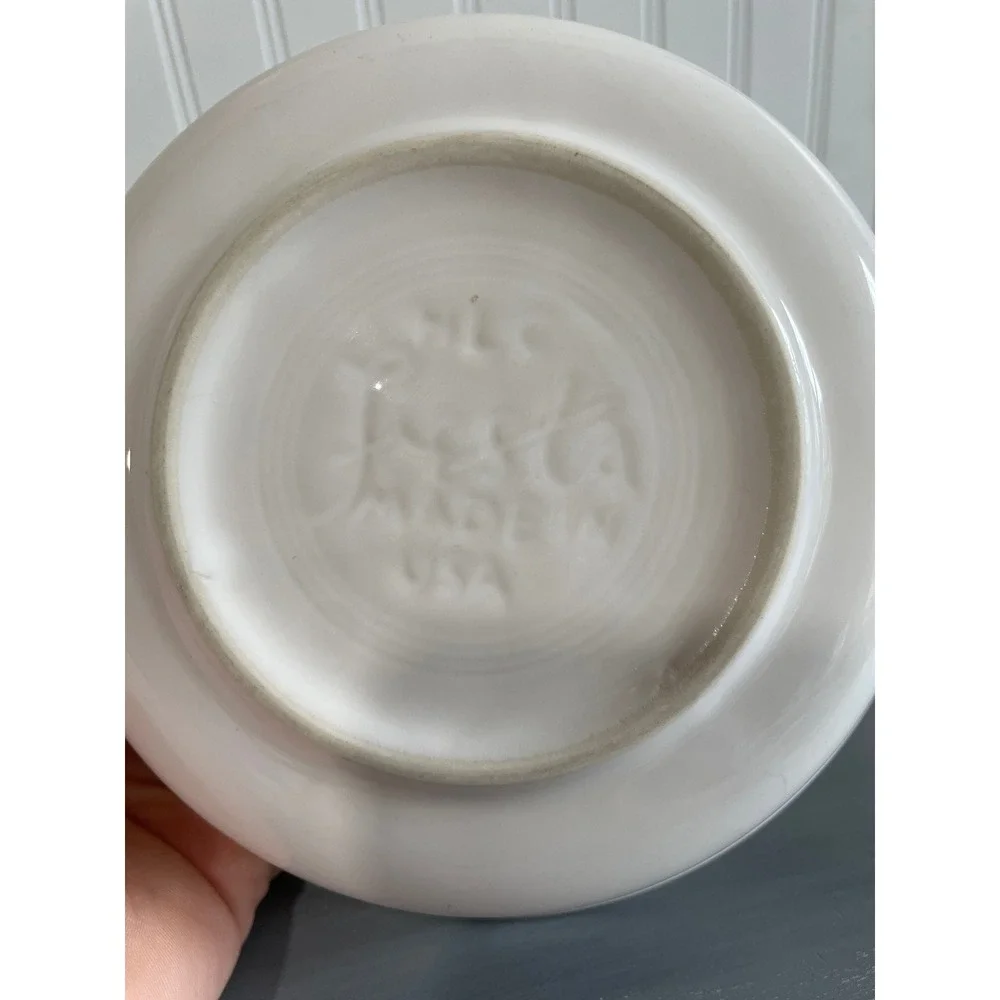 (3) Fiesta White Rim Soup Cereal Bowls Ceramic Concentric Rings Made in USA‎ 7in